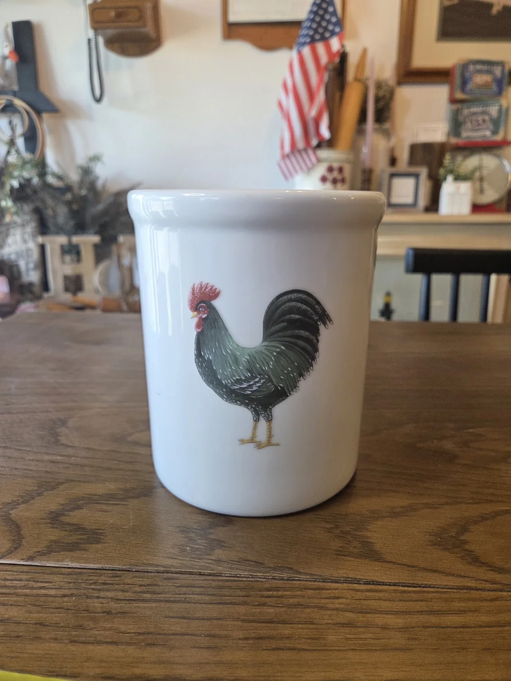 Ceramic Rooster Utensil Holder - White
